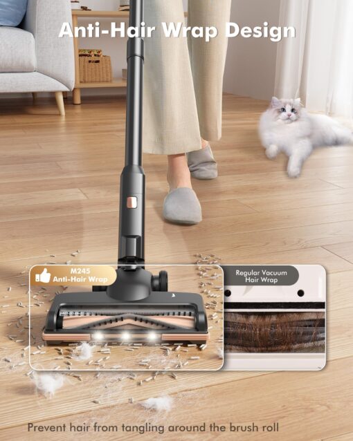 MIUZZY 48kPA Cordless Vacuum Cleaner, 190AW Powerful Suction, Max 60min Runtime, 4000mAh Large Battery, Anti Hair Wrap Stick Vacuum, Vacuum Cleaners for Home, Pet Hair, Hard Floors and Carpets, Cars - Image 4