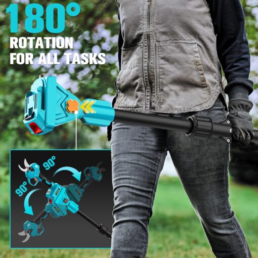 Cordless Pole Pruning Shears for Makita 18V Battery: 1.5-2 Inch Cutting Diameter Electric Pruning Shears with 2 x 2.0Ah Rechargeable Batteries - 13ft Reach Pole Pruner with LCD Display for Tree Branch - Image 4