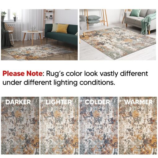 Keen Home Design Area Rugs - 10ft Round Non-Shedding, Abstract Rugs for Kitchen, Living Room, Bedroom, Dining Room, Entryway - Size: 10' Square, Multi - Image 4