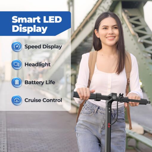 Electric Scooter, 8.5" /10“Tire, 16/19/22Mph Top Speed, 12/22/28 Miles Long Range, Folding Escooter for Adults and Teens with Dual Braking,Dual Suspension, App - Image 2