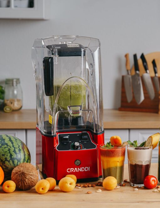 CRANDDI Quiet Commercial Blender with Soundproof Shield, 2200 Watt Professional Blenders for Kitchen with 80oz Pitcher and Self-Cleaning, High-Speed Blenders K90 Red - Image 2