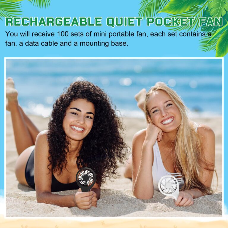 100 Pack Mini Powerful Handheld Fan Bulk 3 Speed USB Rechargeable Small Desk Fan Summer Gift for Wedding Beach Outdoor Women Eyelash (Classic 5 Colors) - Image 3