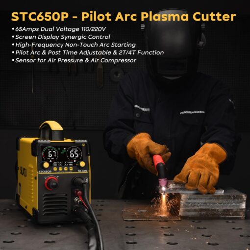 SILATU 65Amps Plasma Cutter, Large LED Display, Non-Touch Pilot Arc, Air Sensor Technology, 110/220V Dual Voltage IGBT Inverter Plasma Cutter Machine, 14mm Clean Cutting Thickness - Image 6