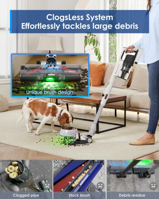 Tineco Pure ONE A50S Cordless Stick Vacuum Cleaner, 185W Suction,1L Larger Dustbin, 3DSense Power Brush, PureCyclone Tech, Up to 70Min Runtime, Easily Tackles Large Debris - Image 3