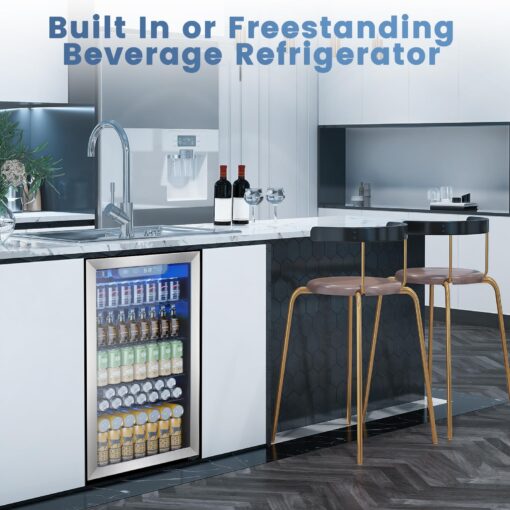 Electactic Wine Cooler 26 Bottle Beverage Refrigerator, Small Mini Wine Cellar Freestanding Wine Refrigerator for Red Wine & Beer Champagne 40-61℉Adjustable Temperature Quiet Mini Fridge(Black) - Image 6
