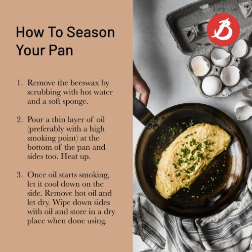 de Buyer MINERAL B Carbon Steel Country Fry Pan - 12.5” Diameter, 8.9” Cooking Surface - Ideal for Sauteing, Simmering, Deep Frying, Stir Frying, One-Pan Meals - PFAS, PFOA, PFOS Free - Made in France - Image 5