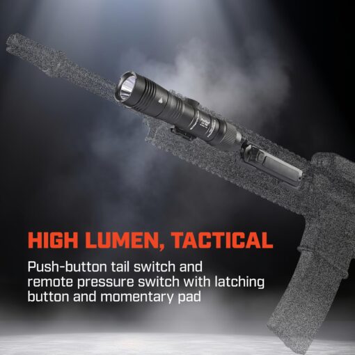 Streamlight 89009 ProTac 2.0 2000-Lumen Rail Mount High Lumen Tactical Rechargeable Long Weapon-Mounted Flashlight with Straight Pressure Switch, SL-B50 Battery Pack and USB-C Cord, Black - Image 2