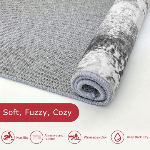 KOZYFLY Modern Abstract Area Rug 8x10 Gray Washable Large Living Room Rugs Bedroom Non Skid Carpet with Faux Wool Soft Low Pile for Dining Room Living Room Office Dorm Kitchen Table Apartment - Image 7