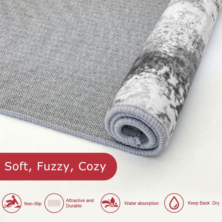 KOZYFLY Modern Abstract Area Rug 8x10 Gray Washable Large Living Room Rugs Bedroom Non Skid Carpet with Faux Wool Soft Low Pile for Dining Room Living Room Office Dorm Kitchen Table Apartment - Image 7