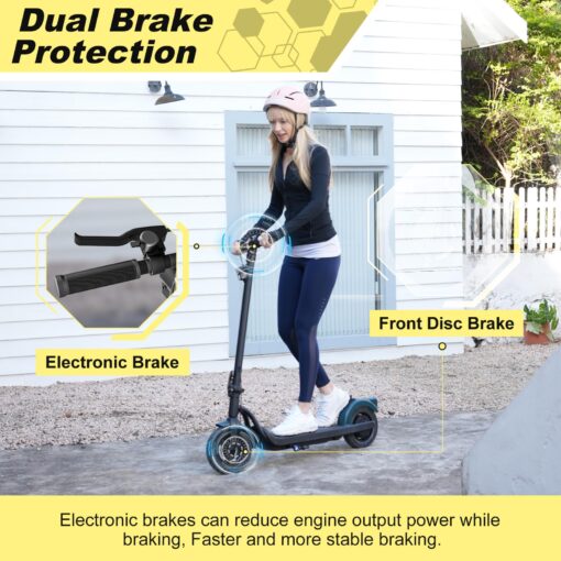 Electric Scooter for Adults - Foldable, 500W Motor, 19 MPH Top Speed, 21 Miles Range, 10" Pneumatic Tires, Dual Brakes, IPX4 Waterproof, UL2272 Certified, App-Controlled E-Scooter - Image 4