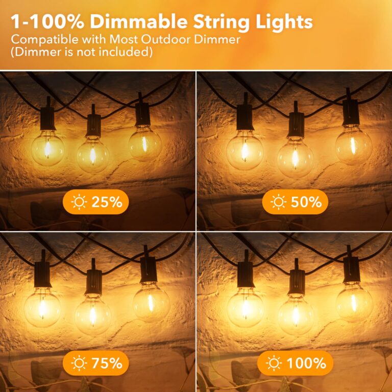 Brightown Led String Lights Outdoor 100Ft Waterproof G40 Patio Lights with 104(4 Spare) Led Shatterproof Bulbs, Led Globe Hanging Lights for Porch Bistro Balcony Backyard Decor, E12 Socket, 2200K - Image 4