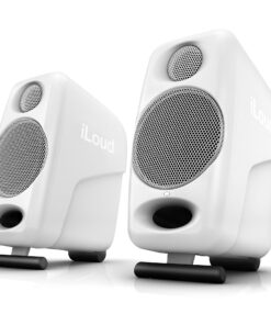 IK Multimedia iLoud Micro Monitor White 50 watt Portable Wireless Bluetooth Studio Reference Monitors, Dual Speakers for Music Production, Mixing, Mastering, Composing, producing and DJs