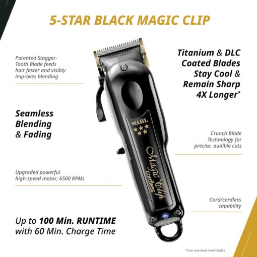 Wahl Professional Cordless Barber Combo Includes Magic Clip Blending Clipper and Detailer Li Trimmer 100 Min Runtime - Image 7