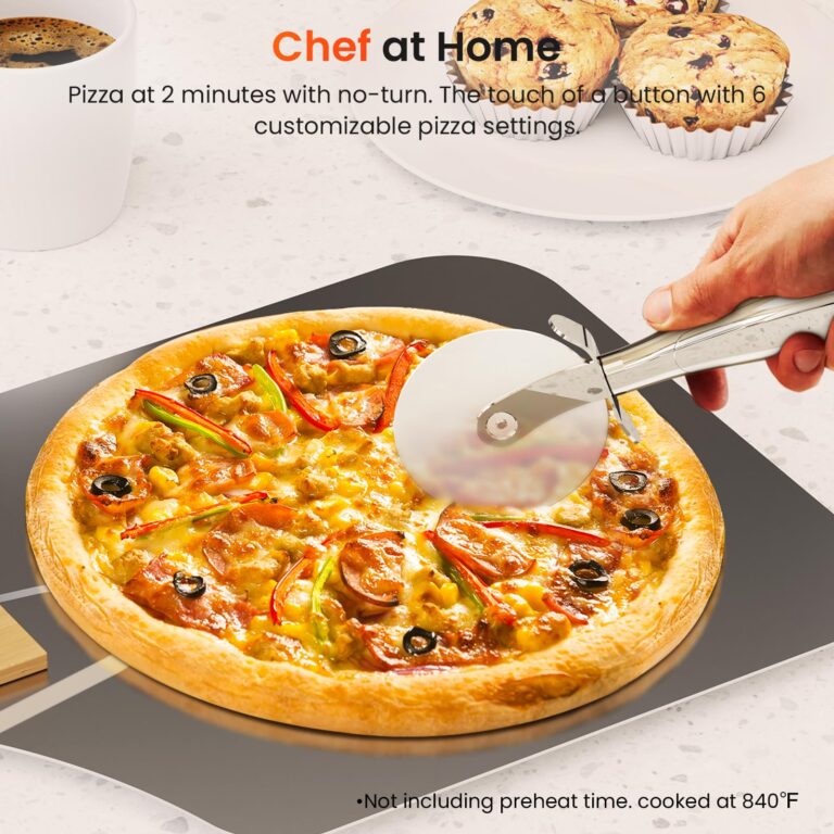 Pyukix Pizza Oven Indoor, Heats up to 840℉,12” Pizzas in 2 Minutes, Countertop Electric Pizza Maker with 6 Touchscreen Presets, Pizza Cooker with Stone&Peel&Cutter Included - Image 3