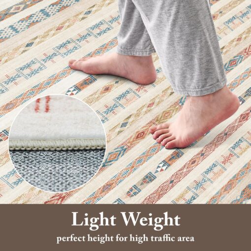Puino 10x14 Washable Area Rug: Moroccan Large Neutral Boho Area Rug for Living Room & Bedroom Geometric Non-Slip Farmhouse Carpet for Living Room Yellow Colourful 10'x14'. - Image 2