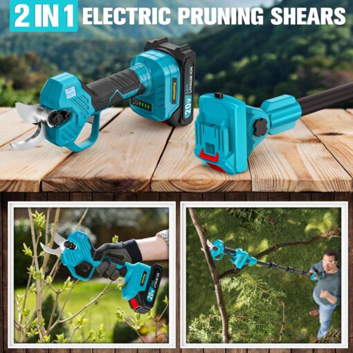 Cordless Pole Pruning Shears for Makita 18V Battery: 1.5-2 Inch Cutting Diameter Electric Pruning Shears with 2 x 2.0Ah Rechargeable Batteries - 13ft Reach Pole Pruner with LCD Display for Tree Branch - Image 6