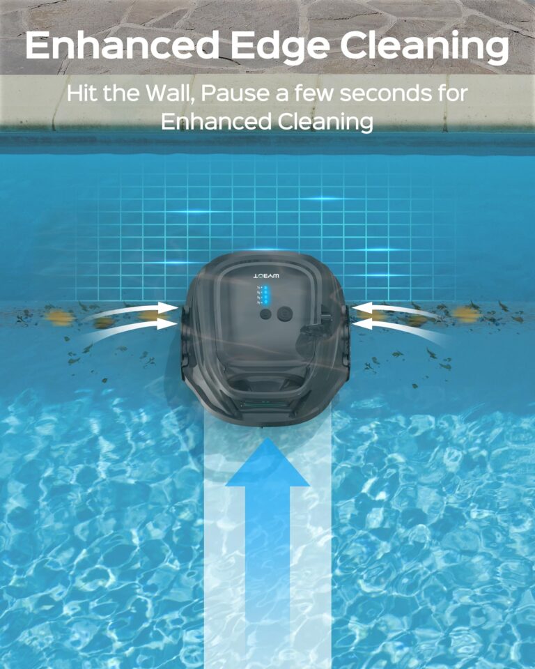 WYBOT Robotic Pool Cleaner, Cordless Pool Vacuum Robot with 120 Mins Runtime, Fast Charging, Powerful Suction, Self-Parking, Double Filters,Ideal for Above Ground Pools up to 1076 Sq.ft - Image 4