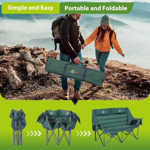 Nice C Heated Camping Chair, Camping Couch, Heated Chair, Heated Double Camping Chair, Loveseat Camping Chair, Heated Camping Chair for Adults, Oversized Heated Loveseat, Extra Padded w/Cooler Bag - Image 2