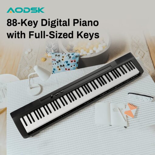 AODSK 88-Key Weighted Action Digital Piano, Grade Hammer Action Keyboard for Beginner Kids/Adults, Black (S-200 Digital Piano with Three-Pedal) - Image 2
