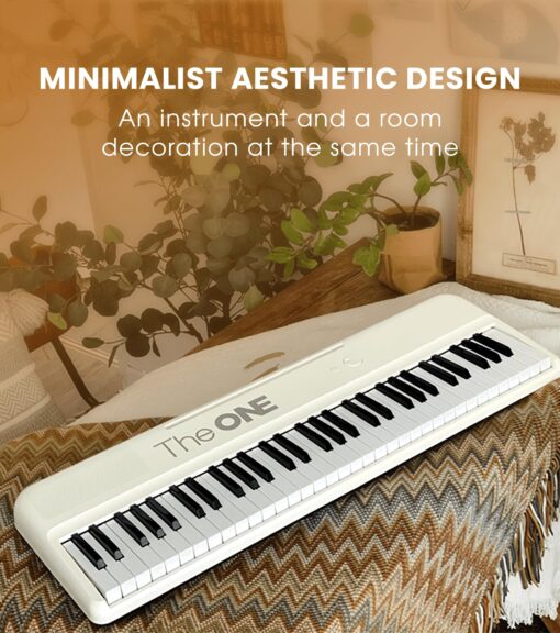 The ONE Smart Keyboard COLOR 61 Lighted Keys Piano Keyboard, Electric Piano for Beginners with 256 Tones, 64 Polyphony, Built-in LED Lights & Apps, Supports USB MIDI/Headphones (White) - Image 8