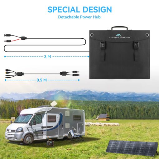 Ecosonique 200W Portable Solar Panel for Power Stations, Foldable & Lightweight with Kickstand, USB-C PD3.0 & USB-A QC3.0, MC4 & Multi-Output for Solar Generators, RVs, Camping, and Outdoor Use - Image 8