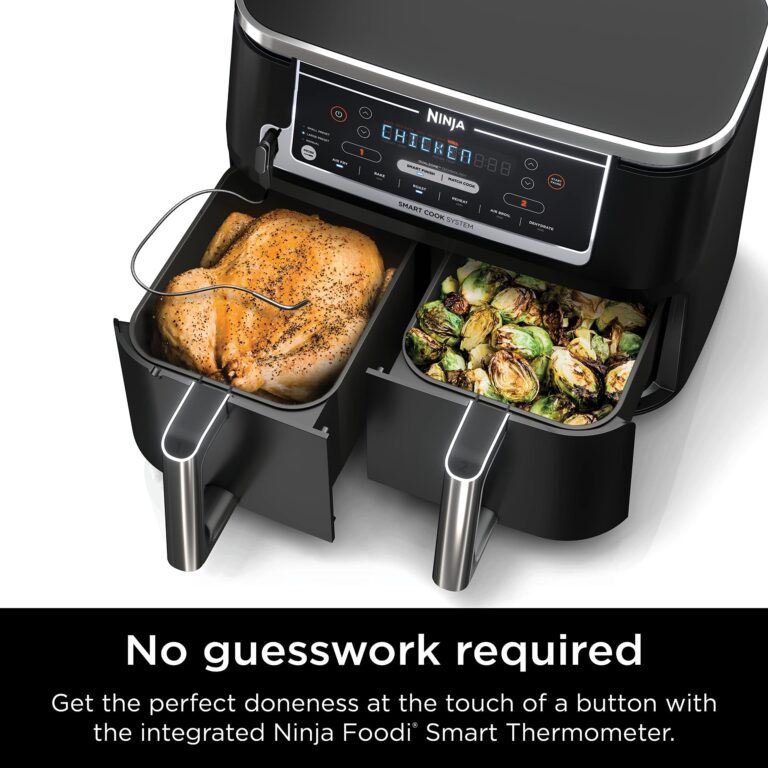 Ninja DZ550 Foodi 10 Quart 6-in-1 DualZone Smart XL Air Fryer with 2 Independent Baskets, Smart Cook Thermometer for Perfect Doneness, Match Cook & Smart Finish to Roast, Dehydrate & More, Grey (Renewed) - Image 6