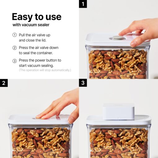 VAKUEN Premium Airtight Food Storage Containers Mega 8P/Set. Total 46.11cup, 7pcs Container and Vacuum Sealer. Smart One-Click Seal Lid, Patented Double Silicone Lining, 100% Leak Proof, BPA-FREE - Image 5