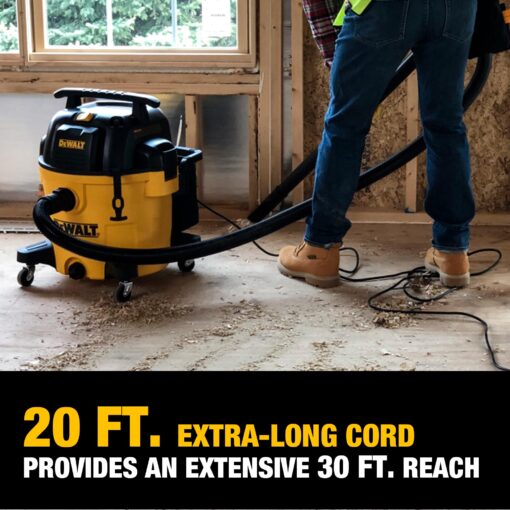 DEWALT DXV14P Shop Vacuum Wet/Dry 14 Gallon, 6 HP Wet/Dry Vac with 110 CFM Powerful Scution, Yellow - Image 5