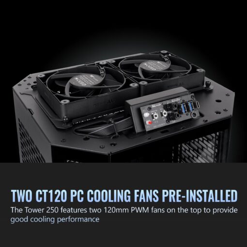 Thermaltake Tower 250 Black Mini-ITX Mini Tower; 2x120mm CT Fans Included; 360mm Radiator Support; 360mm GPU Clearance; Dual Chamber; CA-1Z9-00S1WN-00 - Image 4