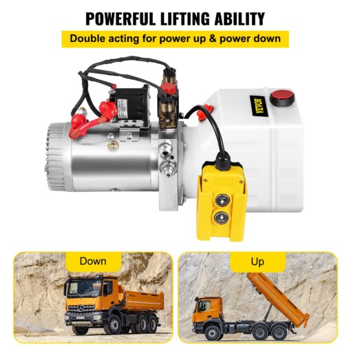Vevor Hydraulic Pump 3 Quart Hydraulic Power Unit Double Acting Hydraulic Pump for Dump Trailer Car Lifting 12V DC Plastic Oil Reservoir (Plastic, Double Acting) : Industrial & Scientific - Image 8