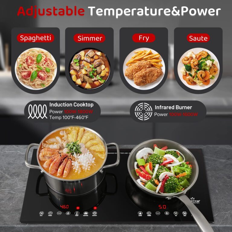 Duxtop 1800W Induction Cooktop 2 Burner, Built-In Induction Burners, Double Induction and Infrared Cooktop, Electric Hot Plate for Cooking, Electric Stove with Sensor Touch Control, 9820HLBI - Image 7