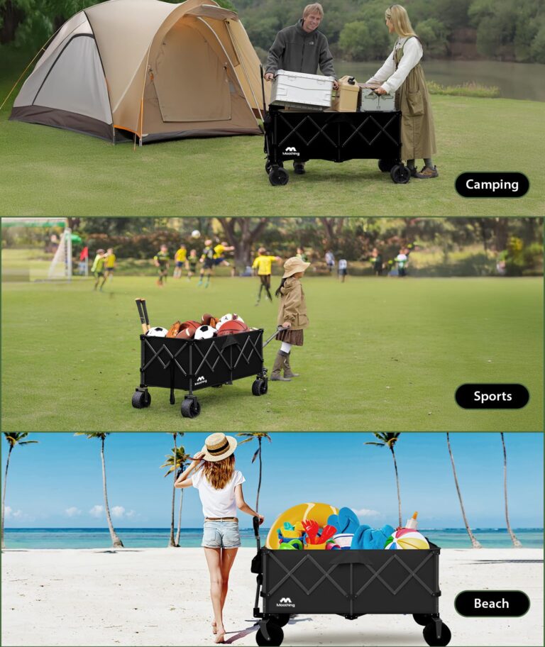 Moothing 48”L Foldable Wagons Carts Extended, Collapsible Folding Wagon 500lbs Heavy Duty, 400L Large Beach Wagon, Utility Wagon with All Terrain Big Wheels for Sports, Camping, Grocery, Garden, Black - Image 2