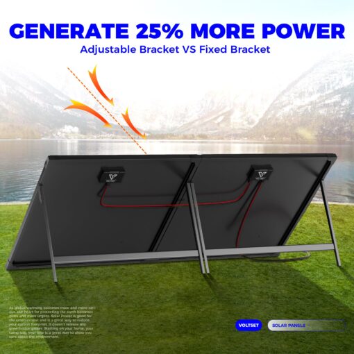 VOLTSET 100 Watt 12 Volt Portable Solar Panel with Waterproof 10A Charger Controller, Foldable 100W Solar Charger Suitcase with H-Bracket for Power Station, Car, Camping, RV, Boat and Outside - Image 5