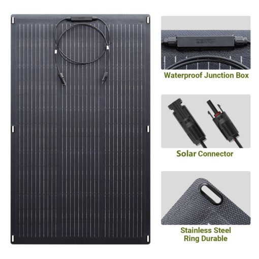 ALLPOWERS SF200 Flexible Solar Panel 200W 32V IP68 Monocrystalline Solar Modules Bendable Semi-Flexible Mono Solar Panel 200 Watt for RV Roof Boat Cabin Van Uneven Surfaces - Image 2