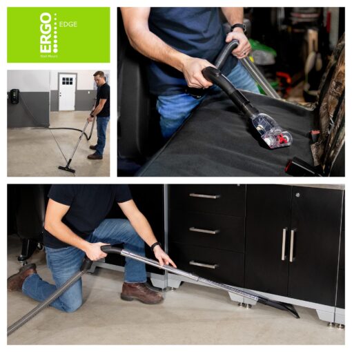 Atrix Ergo Edge Canister Shop Vac - Wall Mounted Garage Vacuum Cleaner with Built-in Dust Bag & Extendable Hose - Compact Black Design 20x9x12 - Image 2