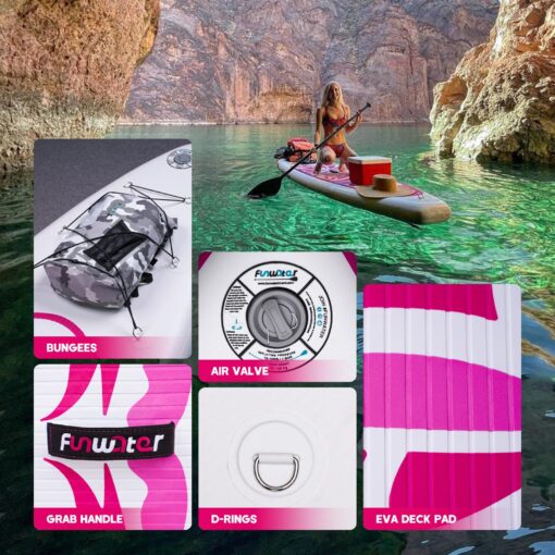 FunWater Inflatable 10'6×33"×6" Ultra-Light SUP for All Skill Levels Everything Included with Stand Up Paddle Board, Adj Paddle, Pump, ISUP Travel Backpack, Leash, Waterproof Bag - Image 7