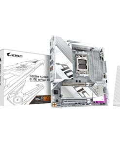 GIGABYTE B850M AORUS Elite WIFI6E ICE Motherboard- AMD Ryzen 9000 Series CPUs, 12+2+1 Phases Digital VRM, up to 8200MHz DDR5 (OC), 1xPCIe 5.0 + 1xPCIe 4.0 M.2, 2.5LAN, WiFi 7, USB 3.2 Gen 2