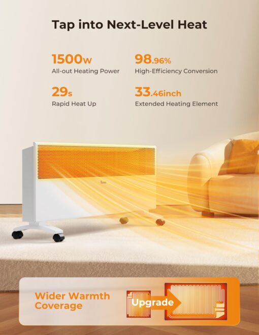 Reekie Convection Panel Space Heater for Indoor Use, 1500W Electric Mica Infrared Heater with Smart Thermostat, Wifi App Remote Control, Portable Standing Wall Mount Heater for Bedroom Work with Alexa - Image 7