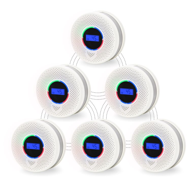 Kesymo 6Pack Upgraded Interlinked Smoke Carbon Monoxide Detector, Battery Powered&Wireless Interconnected Smoke and CO Alarm, Transmission Range of Over 820 ft (Includes Battery)