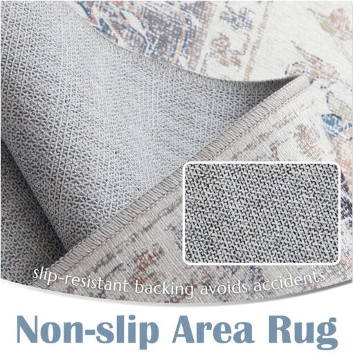 jinchan Washable Large Area Rug 8x10 Accent Rug for Living Room Grey Vintage Floor Mat Soft Printed Distressed Carpet Non Slip Floor Cover for Kitchen Bedroom Dining Room - Image 3