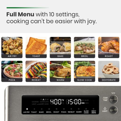 VAL CUCINA Infrared Heating Air Fryer Toaster Oven, Extra Large Countertop Convection Oven 10-in-1 Combo, 6-Slice Toast, Enamel Baking Pan Easy Clean with Recipe Book, Black Matte Stainless Steel - Image 9