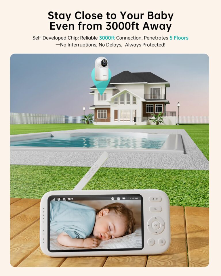 Jartoo 2K Video Baby Monitor with Camera and Audio, 3000ft Long Range Baby Monitor No WiFi 5.5" FHD Screen ANC Baby Camera Wireless, Room, Portable, Night Vision, 2-Way Talk, AI Cry Detect, 6000mAh - Image 8