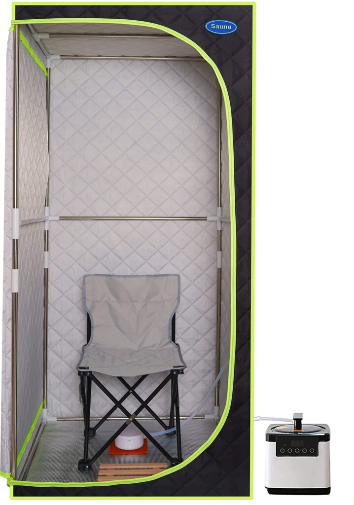 Portable Steam Sauna, Personal Sauna Box, Home Sauna Tent, Thick Triple-Layer Insulated Oxford, 2.2L Steamer, Remote Control, Folding Chair, 15 Levels of Temp, Steel Pipe Bracket 2.63’ x 2.63’ x 5.8’ - Image 6