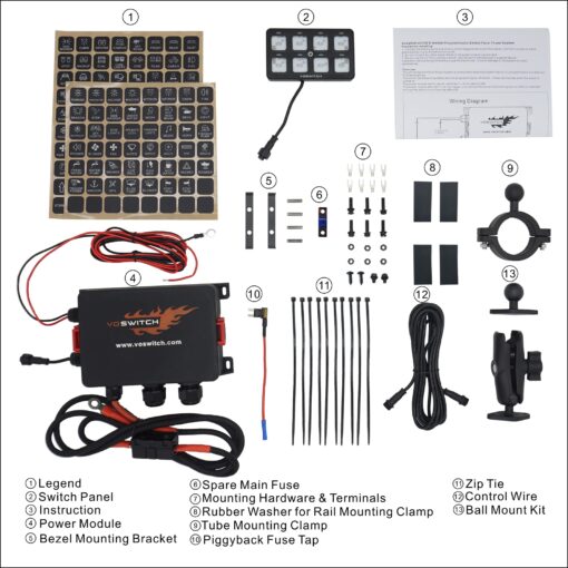 Voswitch UV100 8 Gang Programmable Switch Panel Power Control System for Truck UTV Side by Side Boat 12V Battery Use - Image 6