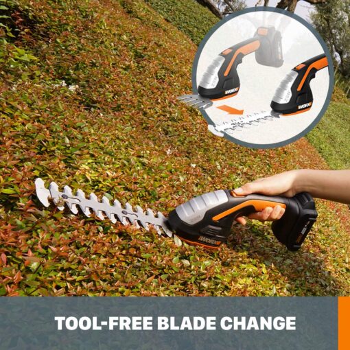 WORX WG801.9 20V Power Share 4" Cordless Shear and 8" Shrubber Trimmer (Tool Only) & WG261 20V Power Share 22" Cordless Hedge Trimmer (Battery & Charger Included) - Image 5