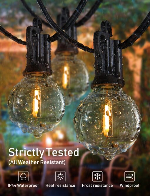 Brightown Led String Lights Outdoor 100Ft Waterproof G40 Patio Lights with 104(4 Spare) Led Shatterproof Bulbs, Led Globe Hanging Lights for Porch Bistro Balcony Backyard Decor, E12 Socket, 2200K - Image 7