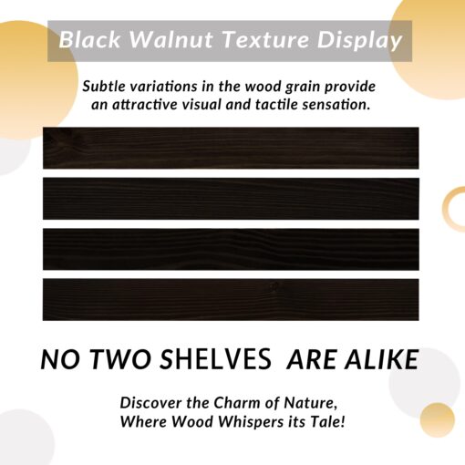 XWNE Rusitc Floating Shelves 48 inch Long 8 "deep Set of 2, Heavy Duty Wood Wall Mounted Shelves for Bathroom Living Room Kitchen,Book Shelves with Thickened Hidden Bracket-Black - Image 2