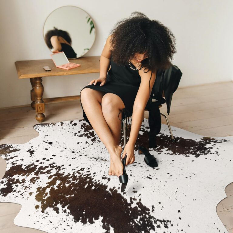 AROGAN White 8×10 Feet Faux Cow Print Rug Large - Cow Print Area Rug with No-Slip Backing, Large Animal Skin Rugs for Living Room, Offfice, Room Decor, Spots - Image 5