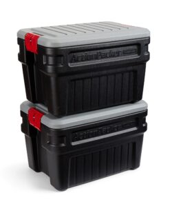 Rubbermaid ActionPacker️ 24 Gal Lockable Storage Box Pack of 2, Outdoor, Industrial, Rugged, Grey and Black