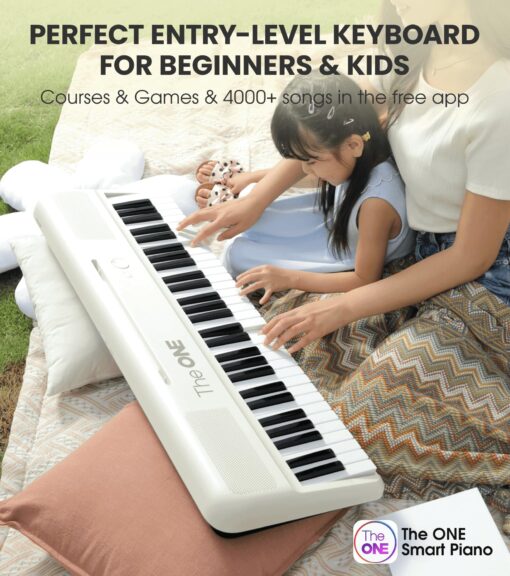 The ONE Smart Keyboard COLOR 61 Lighted Keys Piano Keyboard, Electric Piano for Beginners with 256 Tones, 64 Polyphony, Built-in LED Lights & Apps, Supports USB MIDI/Headphones (White) - Image 7